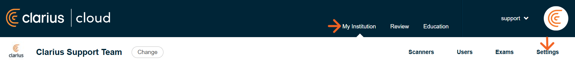 2025-02-06 17_55_47-Clarius Support Team Home _ Clarius Cloud-settings.png